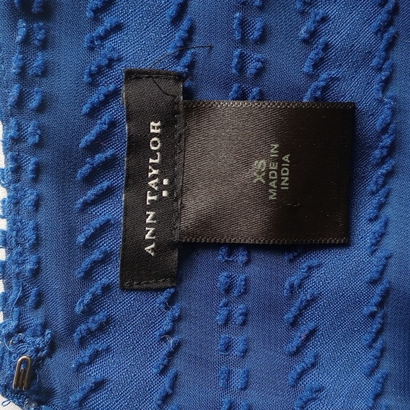 Ann Taylor Textured Semi-Sheer Mini Dress XS Blue Striped Lined  50off3 - Picture 3 of 7